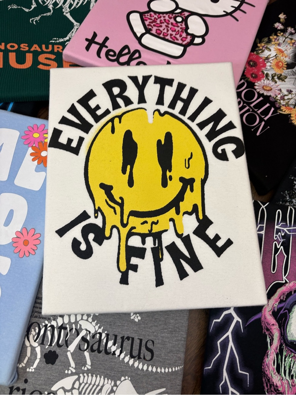 Everything Is Fine Smiley Face Canvas Wall Art | Y2K Decor